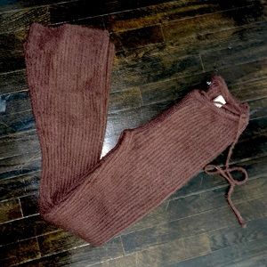 fuzzy knit flared tie pants NWT
